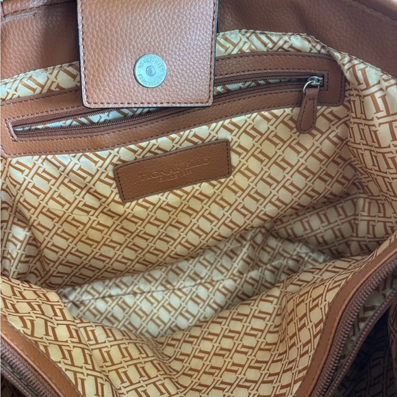 Tignanello Cream Brown Large Leather Tote Bag Purse Pebbeled Shoulder Handbag - Picture 6 of 9